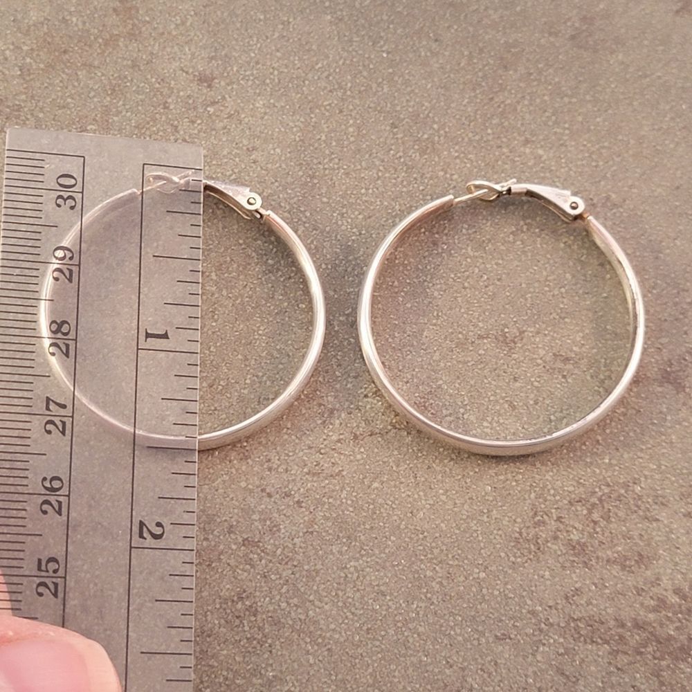 Sterling Silver 1 1/2" Hoop Earrings - Picture 6 of 7